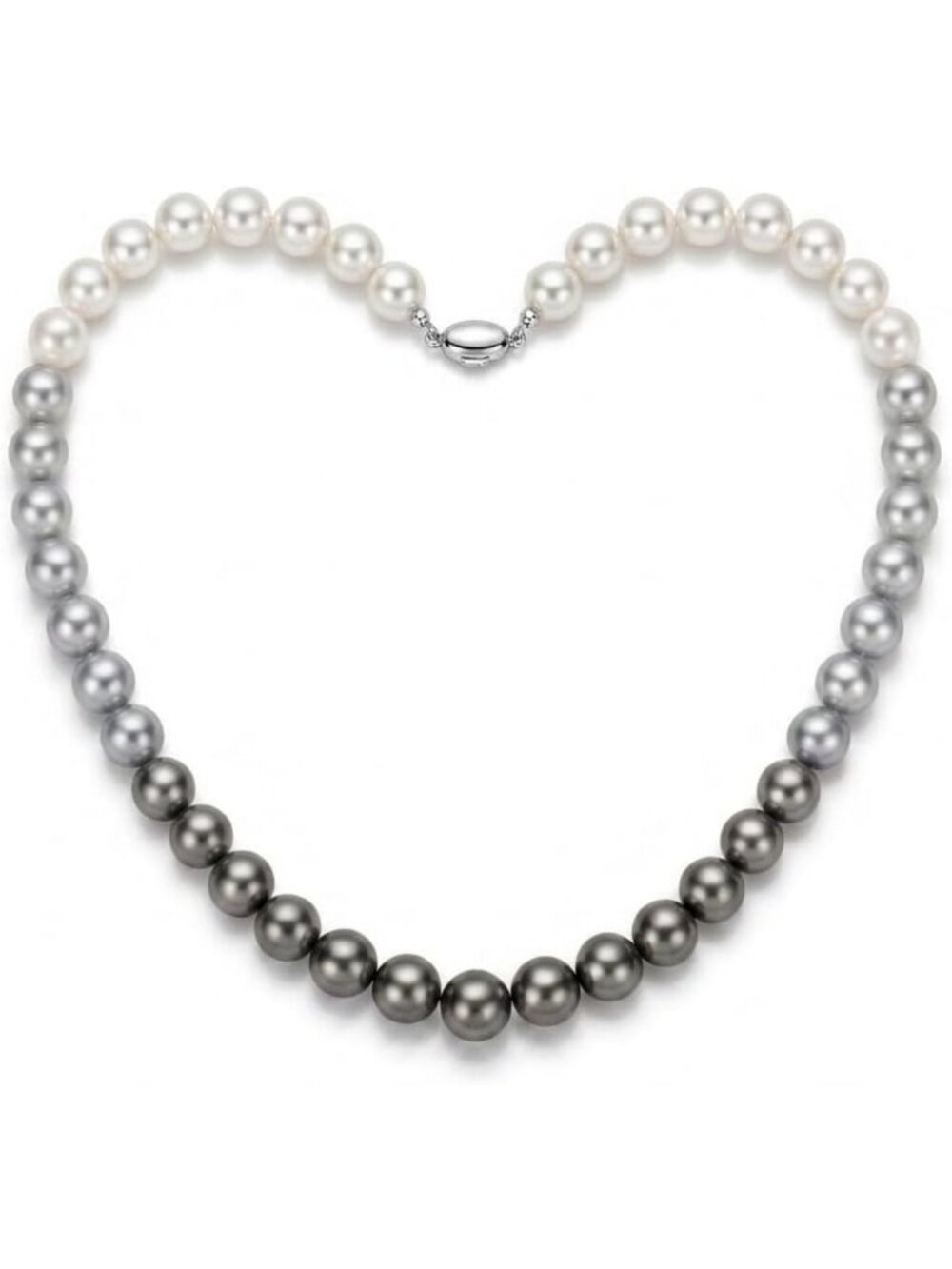 Elegant Grey Ombre Faux Pearl Necklace for Women, 8mm, 18in Statement Jewelry